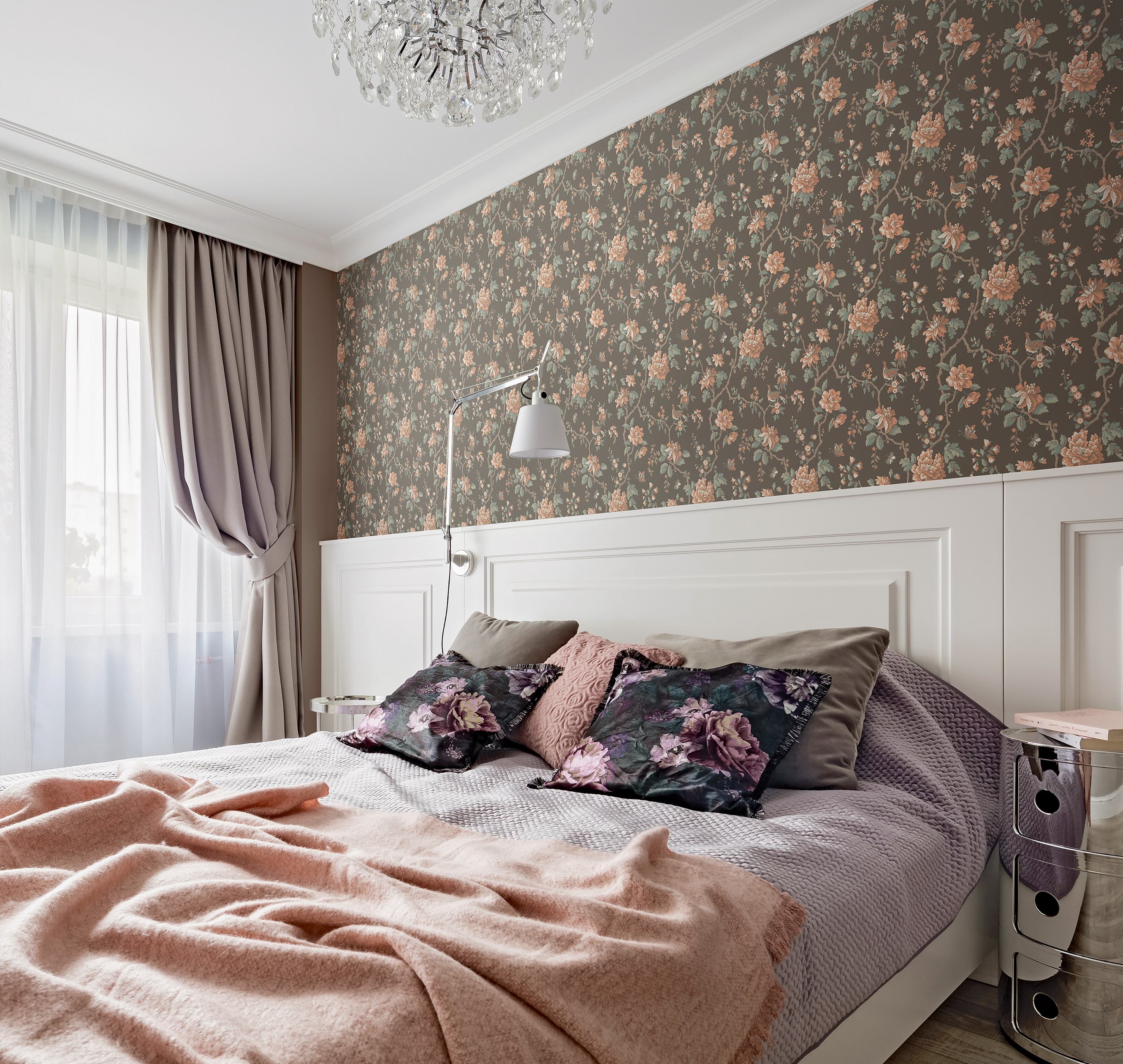 Обои Loymina Шелковый путь Шинуазри: Дикая роза SLK2 010 10,05×1 фото в интерьере